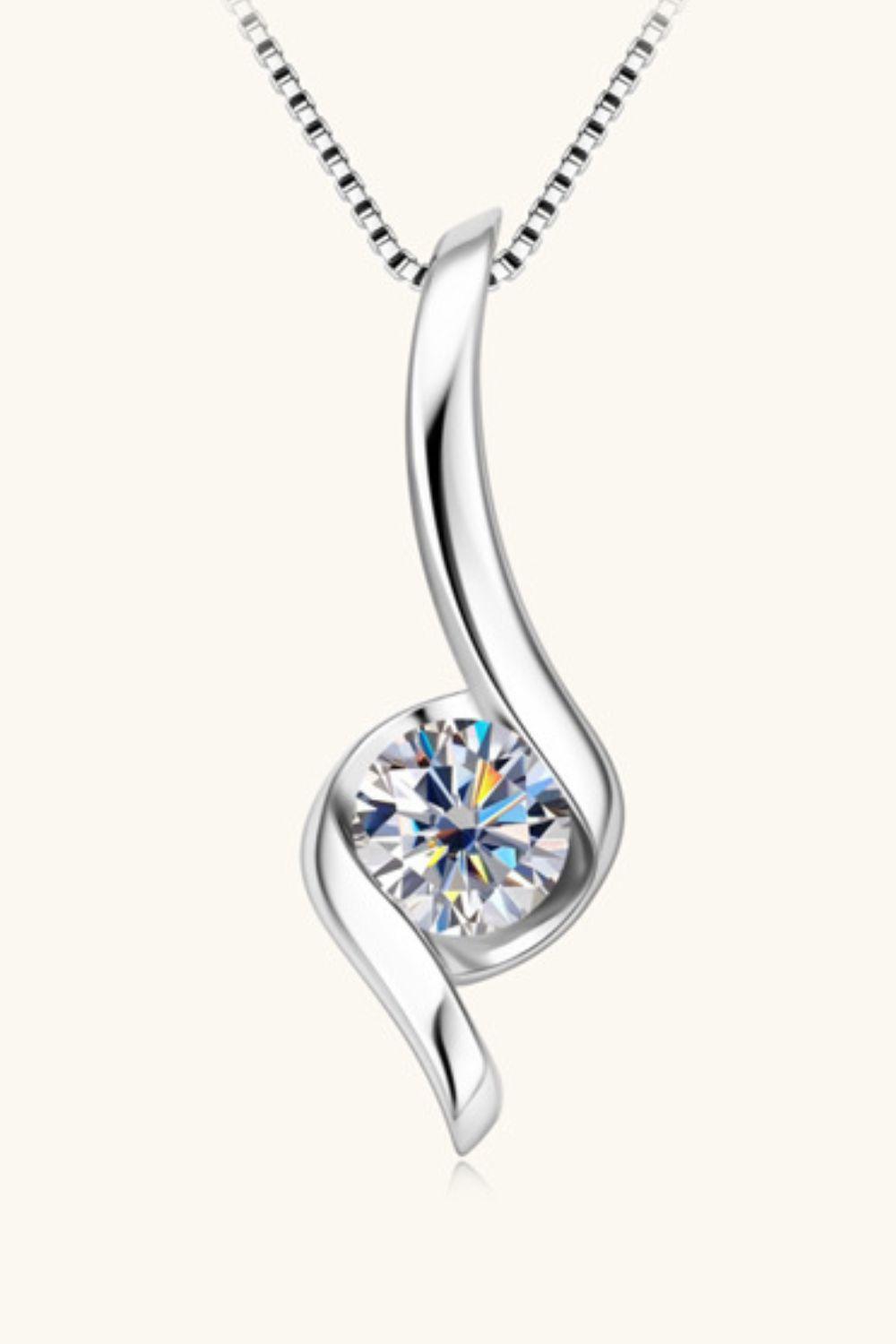 1 Carat Moissanite 925 Sterling Silver Necklace Carauana Store