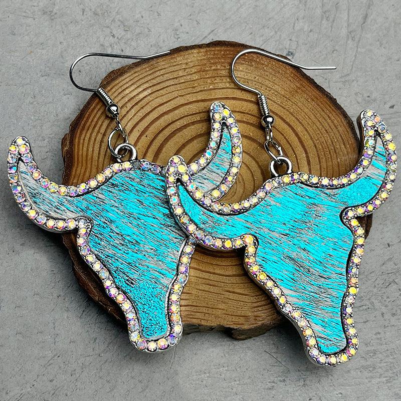 Rhinestone Bull Earrings Carauana Store