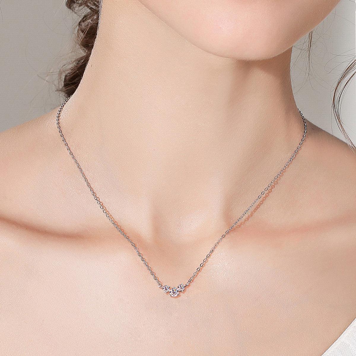 925 Sterling Silver Inlaid Moissanite Necklace Carauana Store