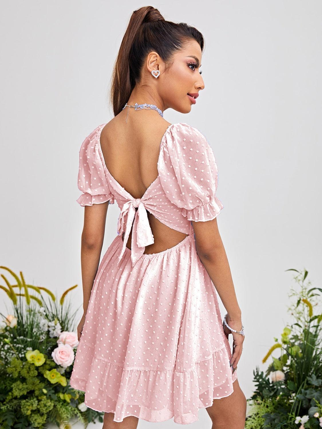Swiss Dot Square Neck Mini Dress Carauana Store