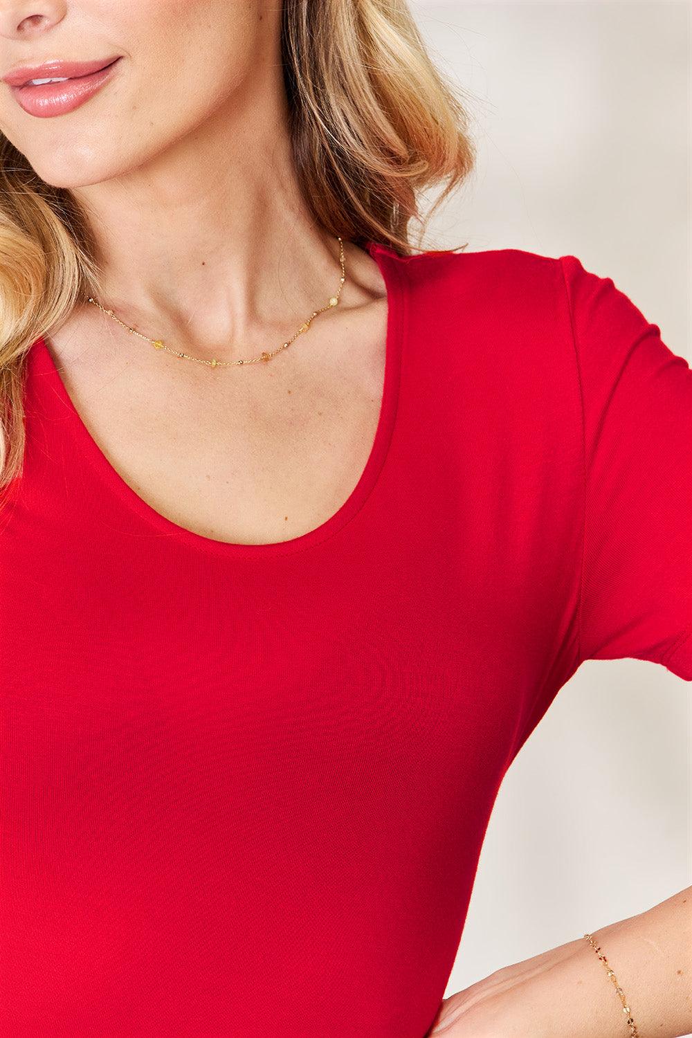 Basic Bae Full Size Round Neck Short Sleeve Bodysuit Carauana Store
