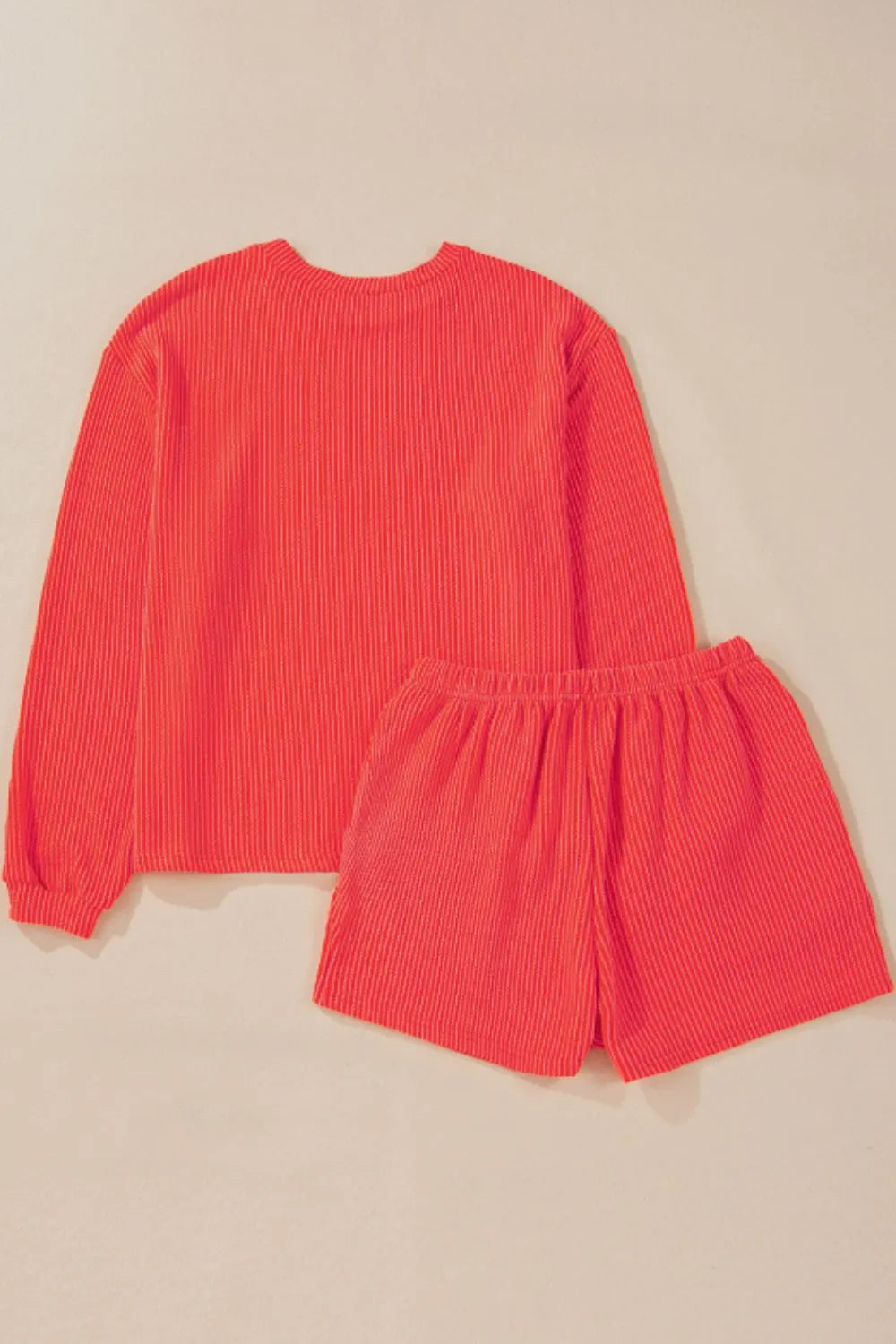 Sequin Heart Round Neck Long Sleeve Top and Shorts Set Carauana Store