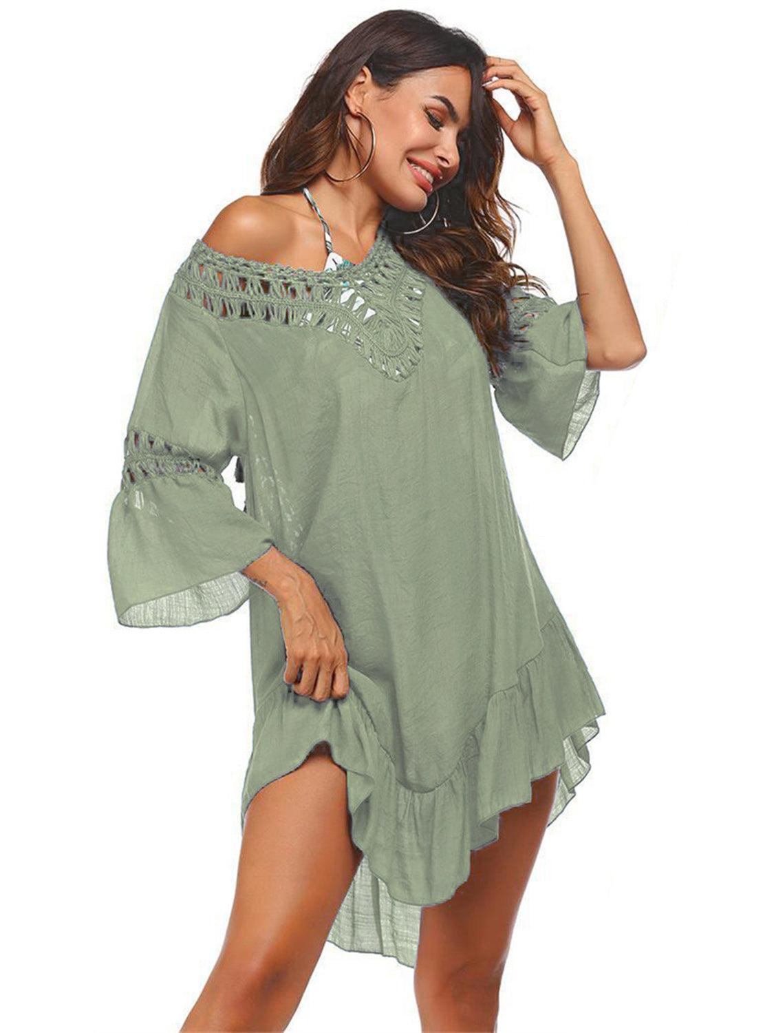 Backless Cutout Three-Quarter Sleeve Cover Up Carauana Store