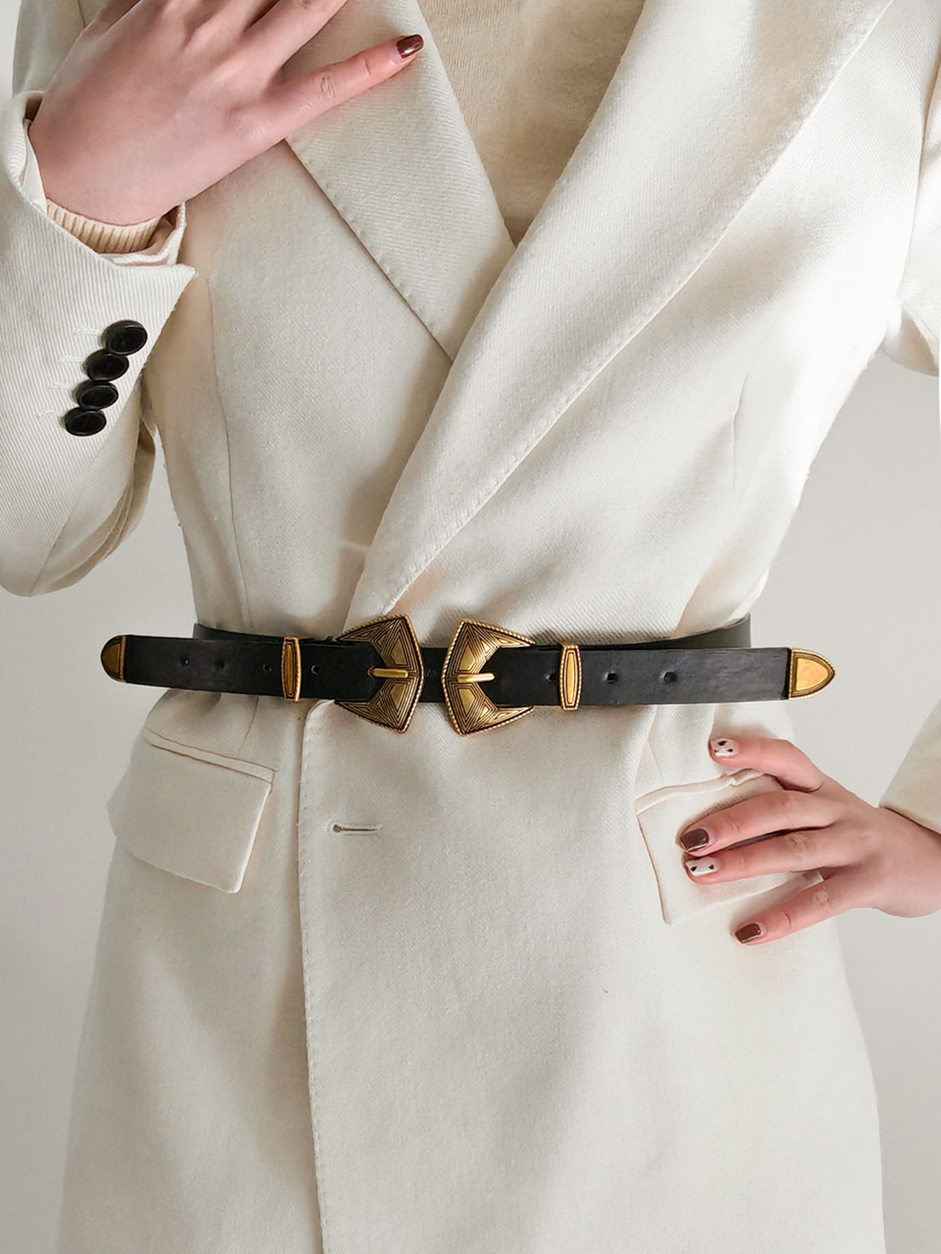Double Buckle PU Leather Belt Carauana Store