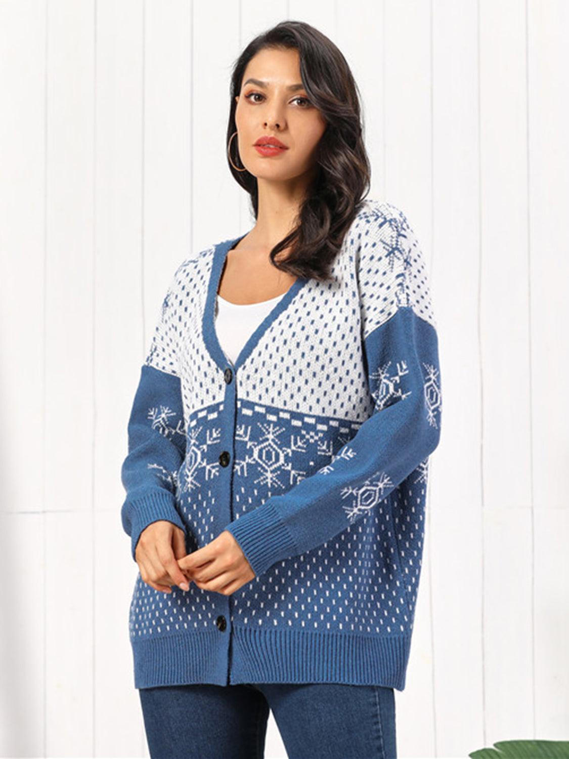 Snowflake Button Down Cardigan Carauana Store