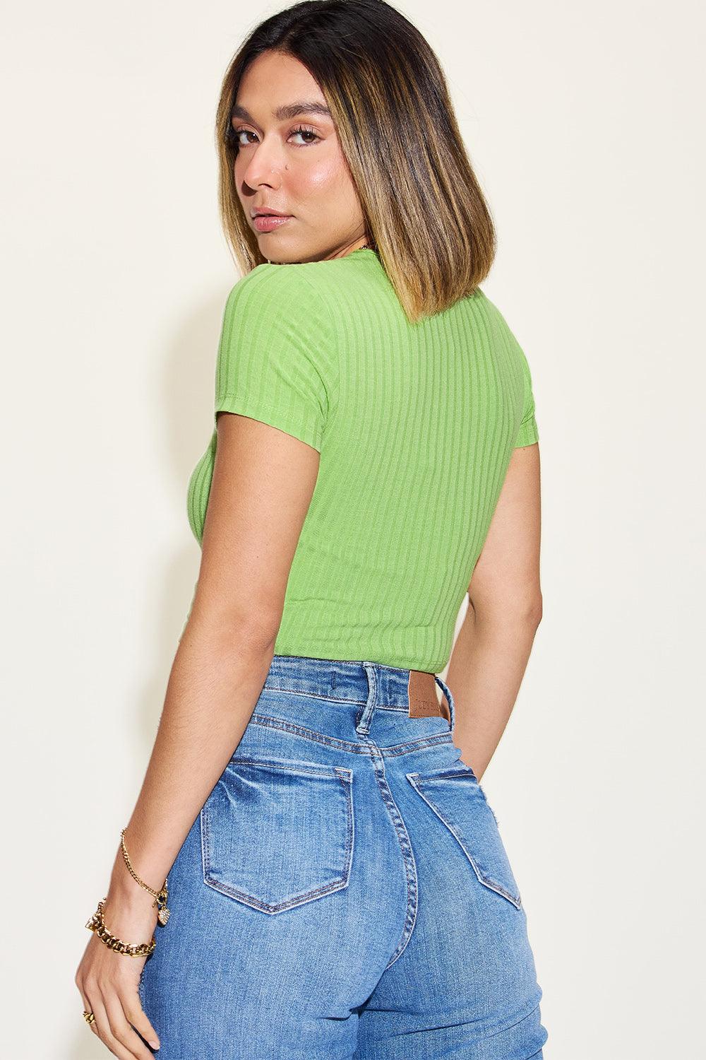 Basic Bae Full Size Ribbed Round Neck Short Sleeve T-Shirt Carauana Store