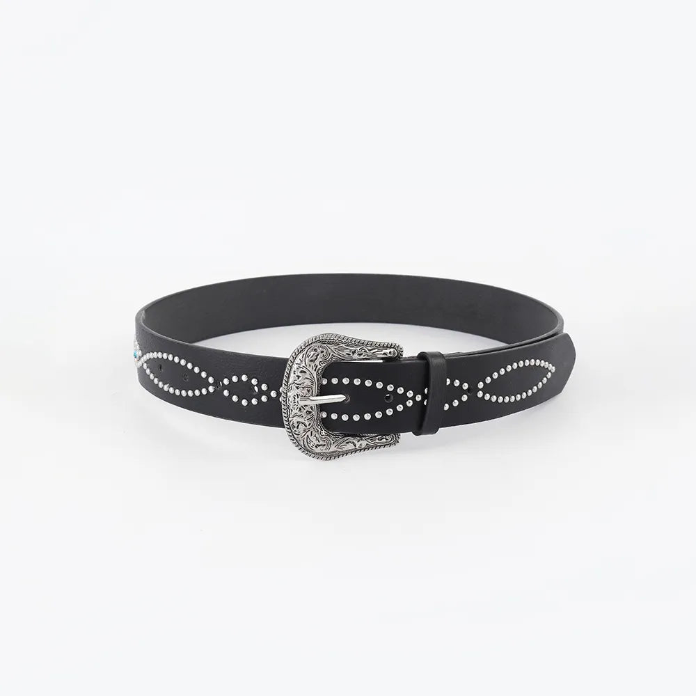 PU Leather Rhinestone Belt Carauana Store
