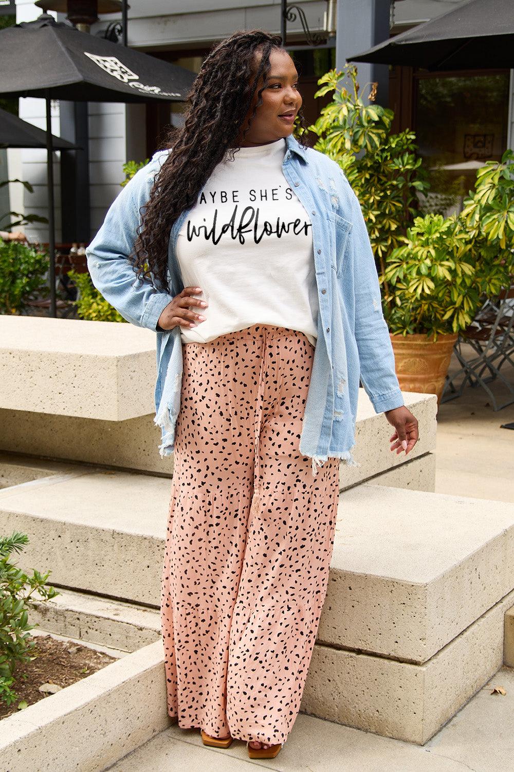 Simply Love Full Size MAYBE SHE'S A WILDFLOWER Short Sleeve T-Shirt Carauana Store
