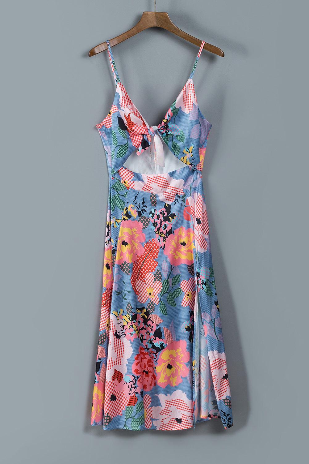 Floral Tied Cutout Split Spaghetti Strap Dress Carauana Store