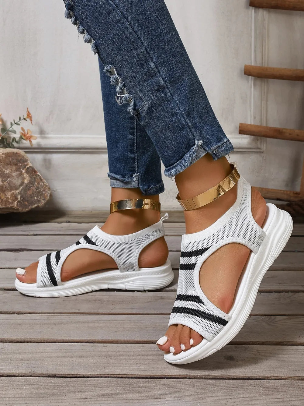 Cutout Mesh Peep Toe Sandals Carauana Store