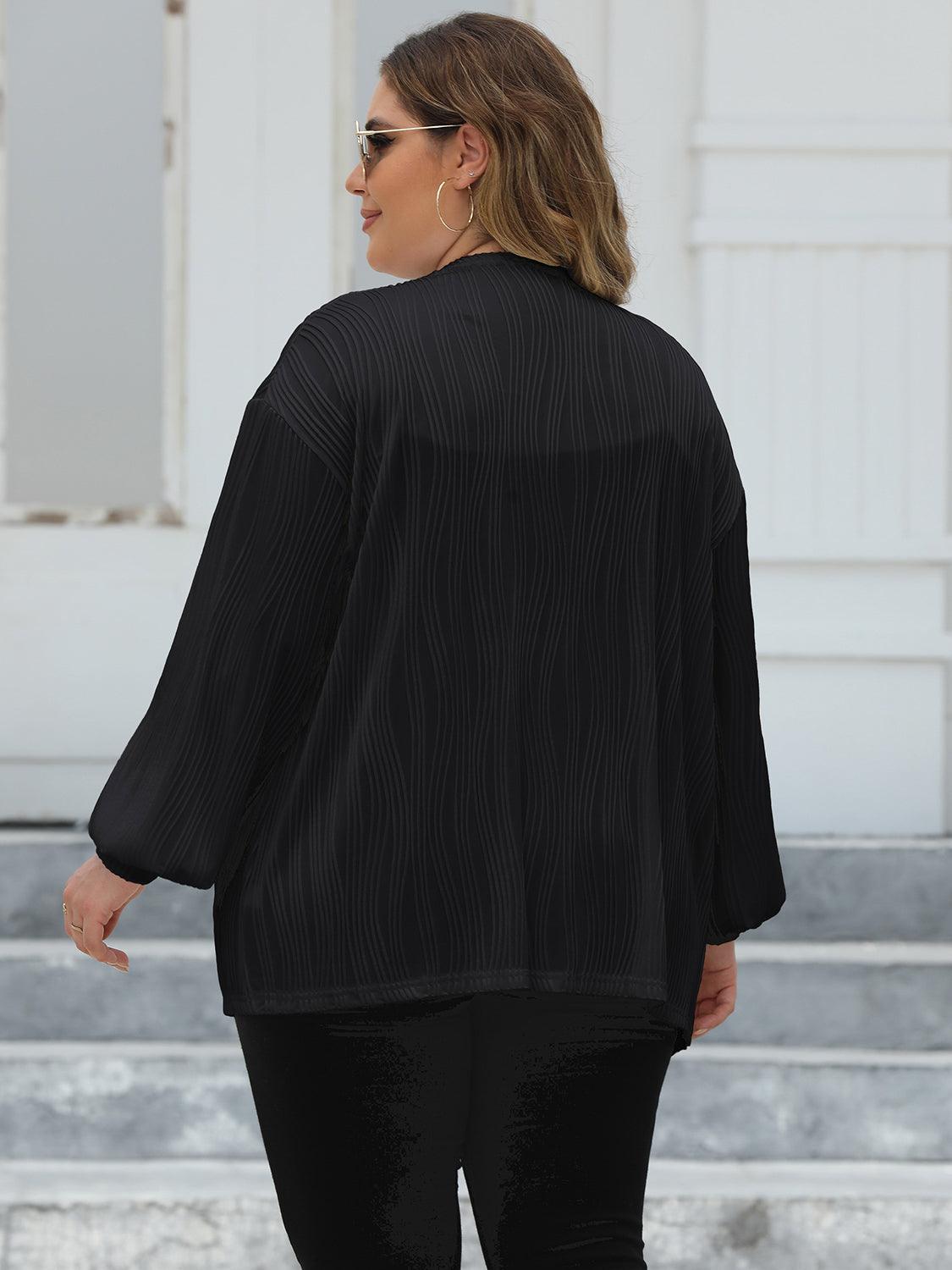 Plus Size Open Front Long Sleeve Cardigan Carauana Store