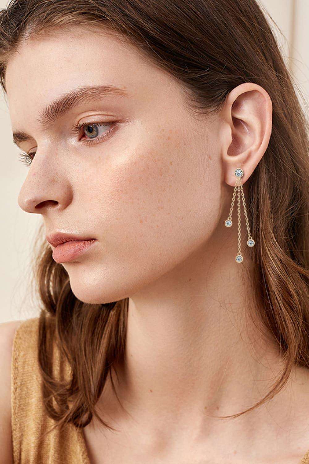 1.2 Carat Moissanite Layered Chain Earrings Carauana Store