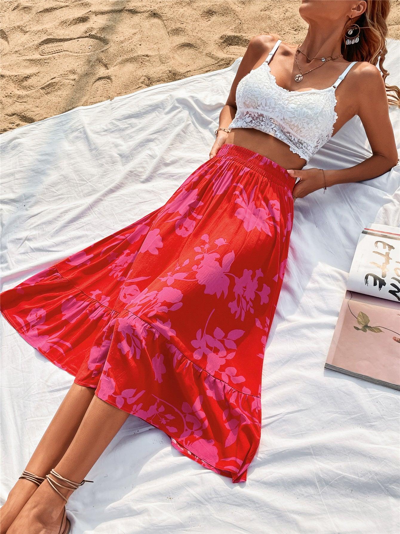 Printed Elastic Waist Skirt Carauana Store