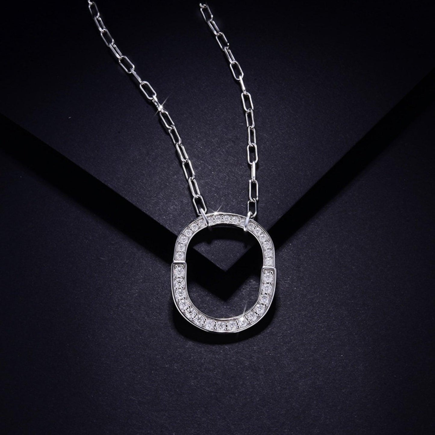 925 Sterling Silver Inlaid Moissanite Pendant Necklace Carauana Store