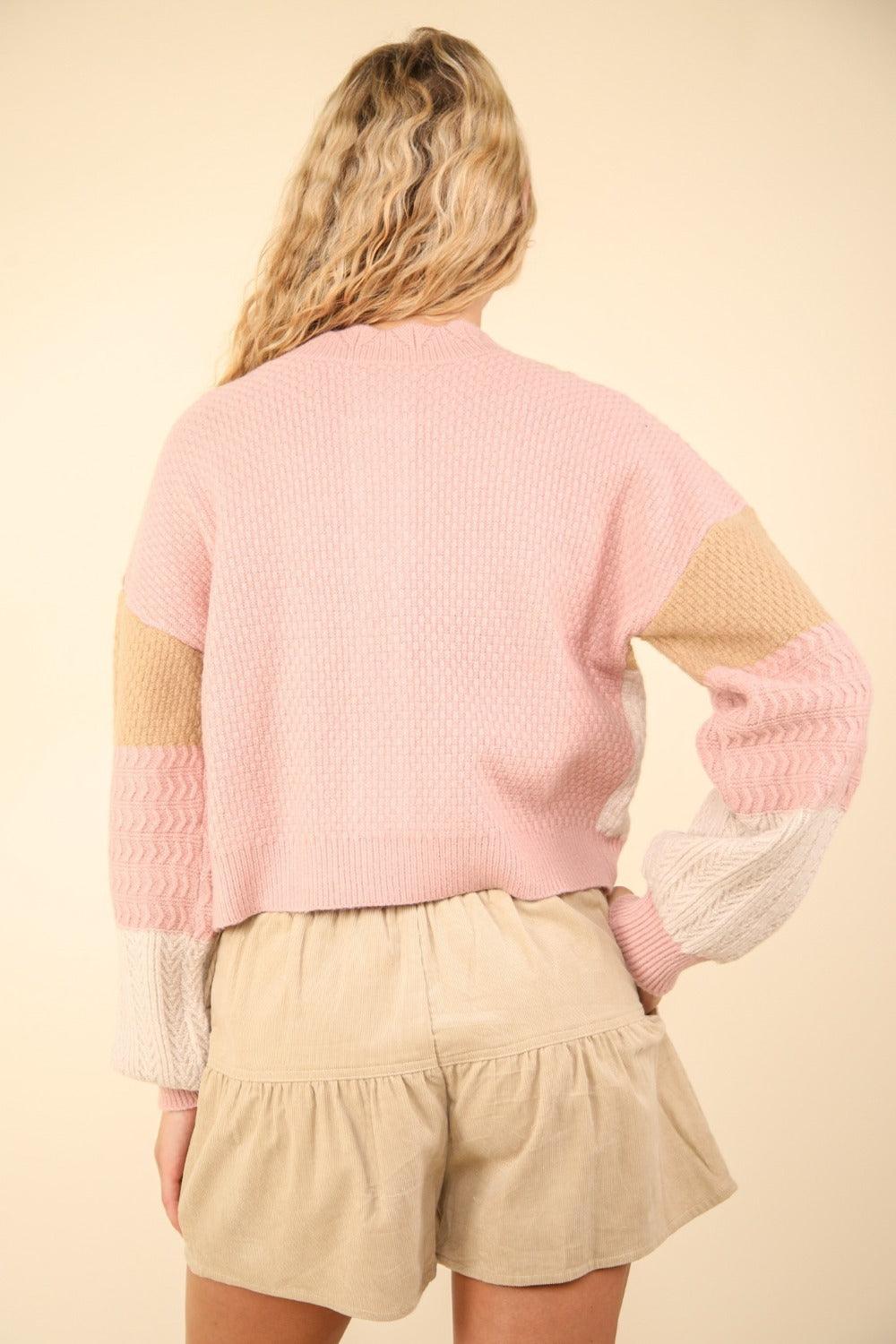 VERY J Color Block Button Down Textured Sweater Cardigan Carauana Store