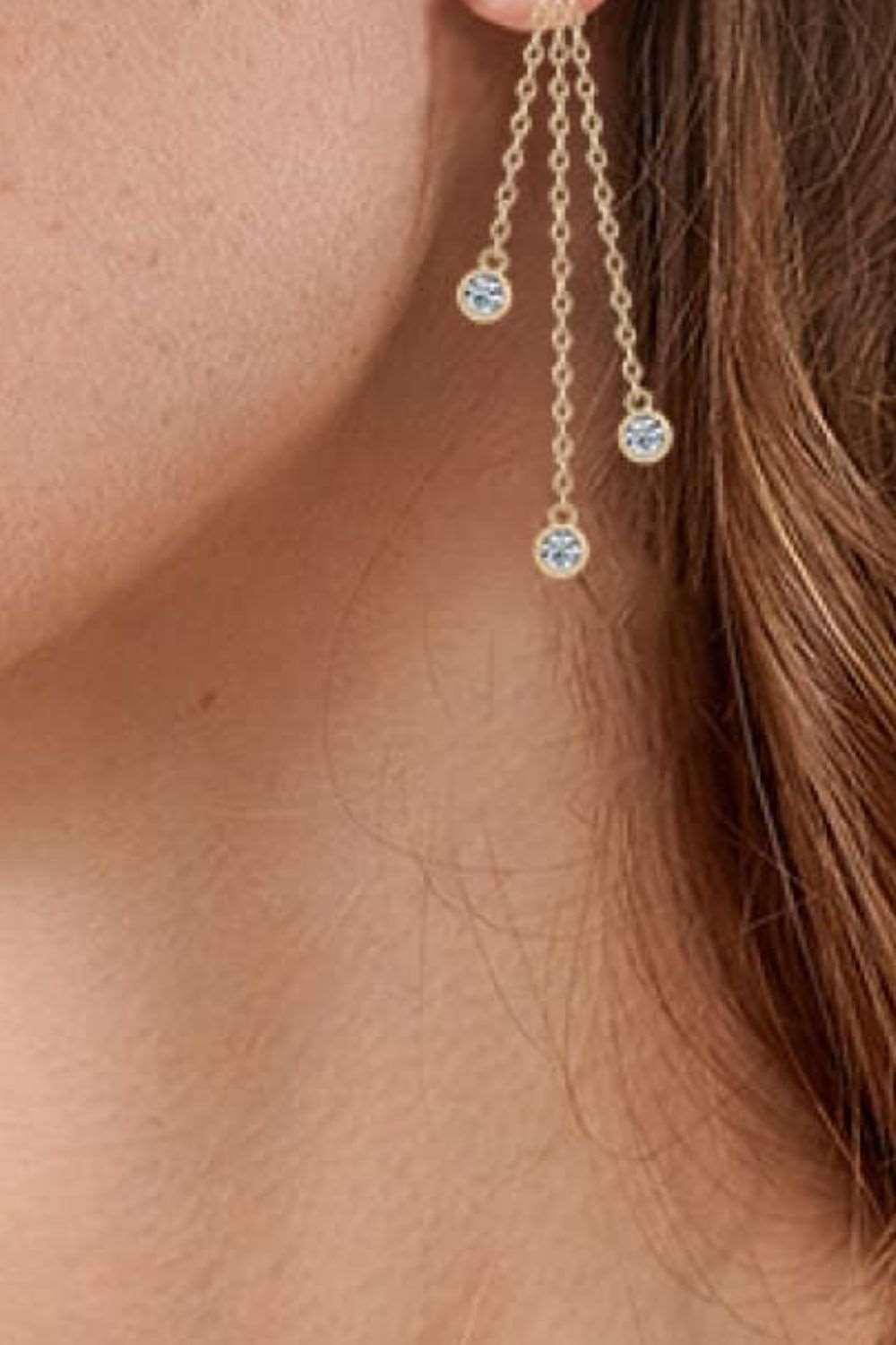 1.2 Carat Moissanite Layered Chain Earrings Carauana Store