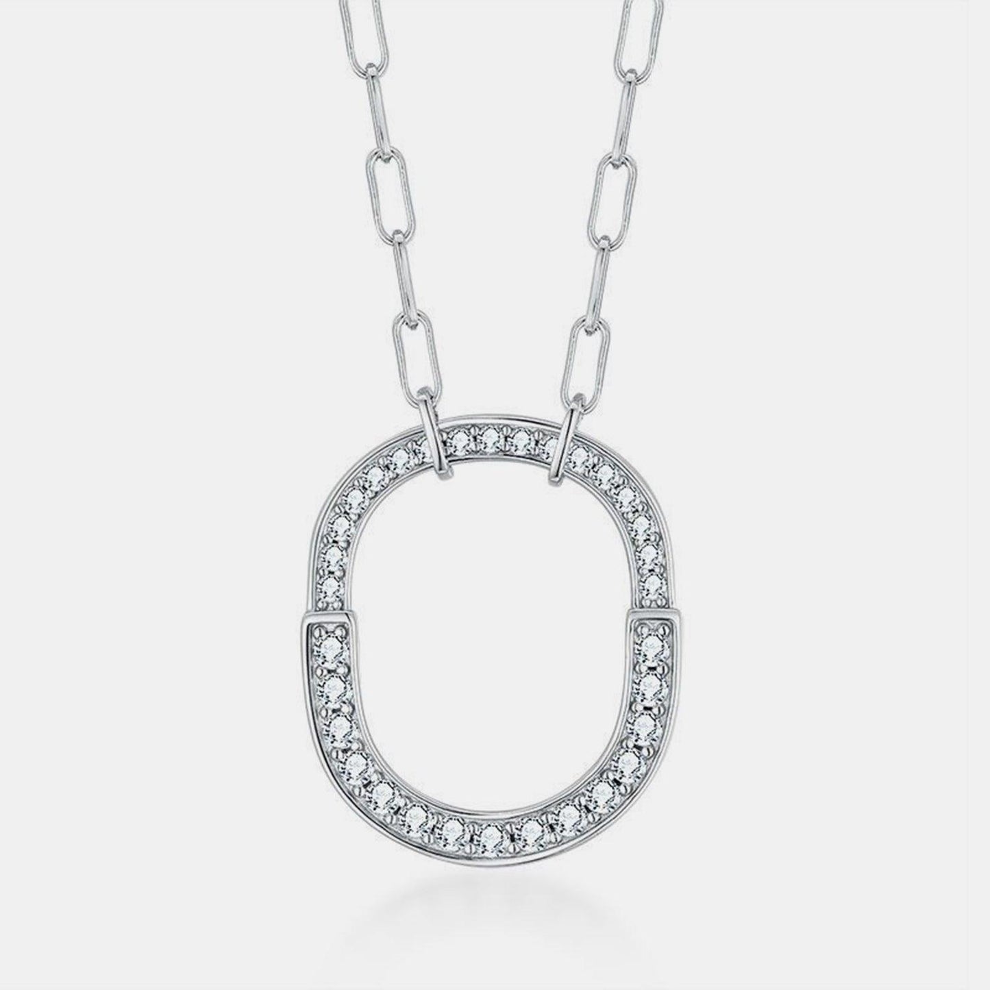 925 Sterling Silver Inlaid Moissanite Pendant Necklace Carauana Store