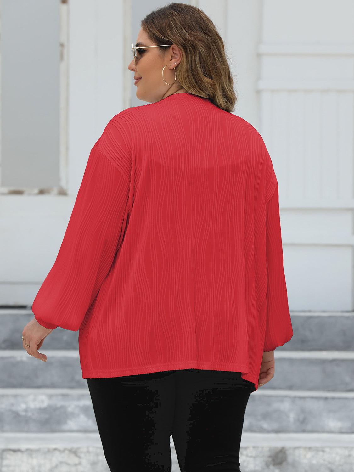 Plus Size Open Front Long Sleeve Cardigan Carauana Store