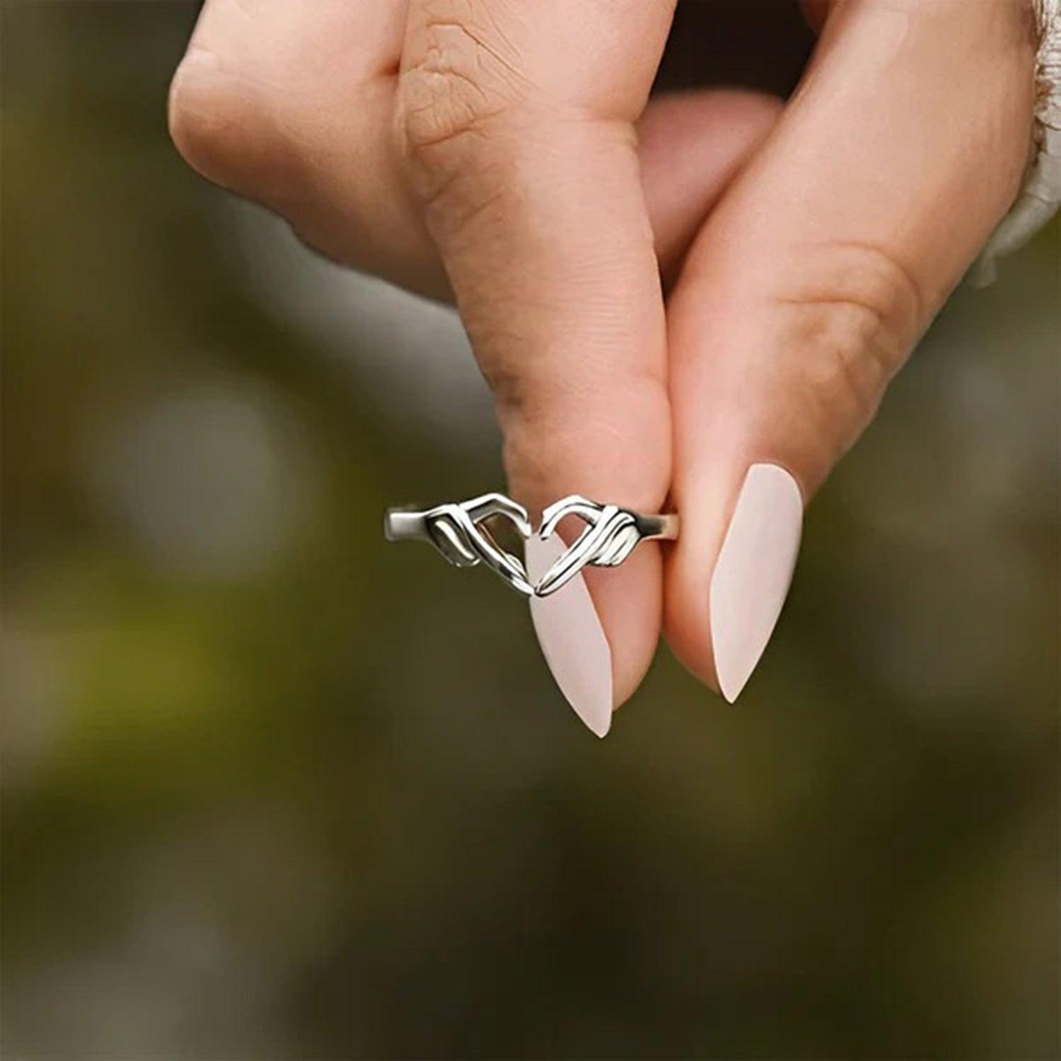 Hand Heart Shape 925 Sterling Silver Open Ring Carauana Store