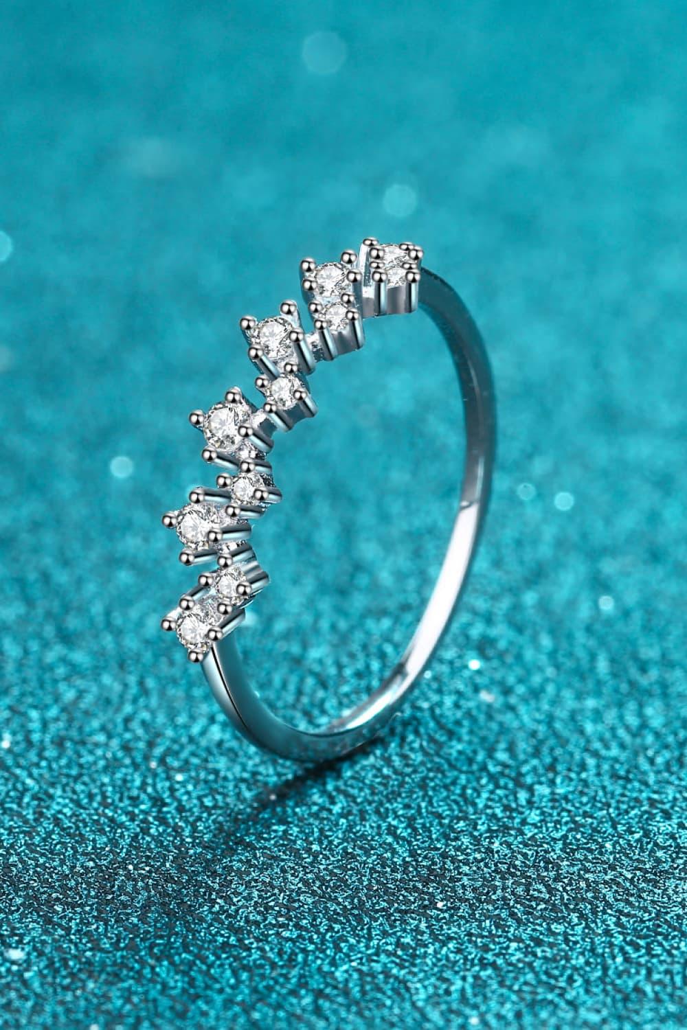 Moissanite Rhodium-Plated Half-Eternity Ring Carauana Store