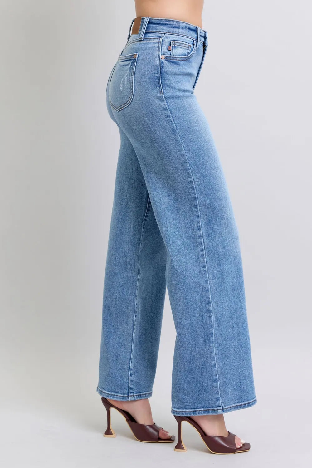 Judy Blue Full Size Wide Leg Jeans with Pockets Carauana Store