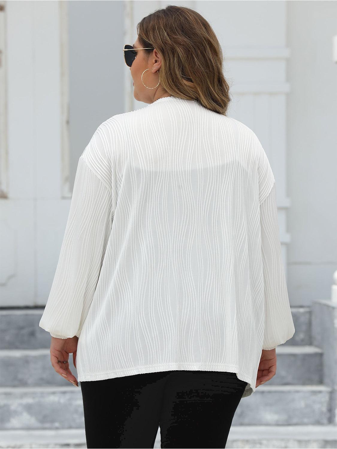 Plus Size Open Front Long Sleeve Cardigan Carauana Store