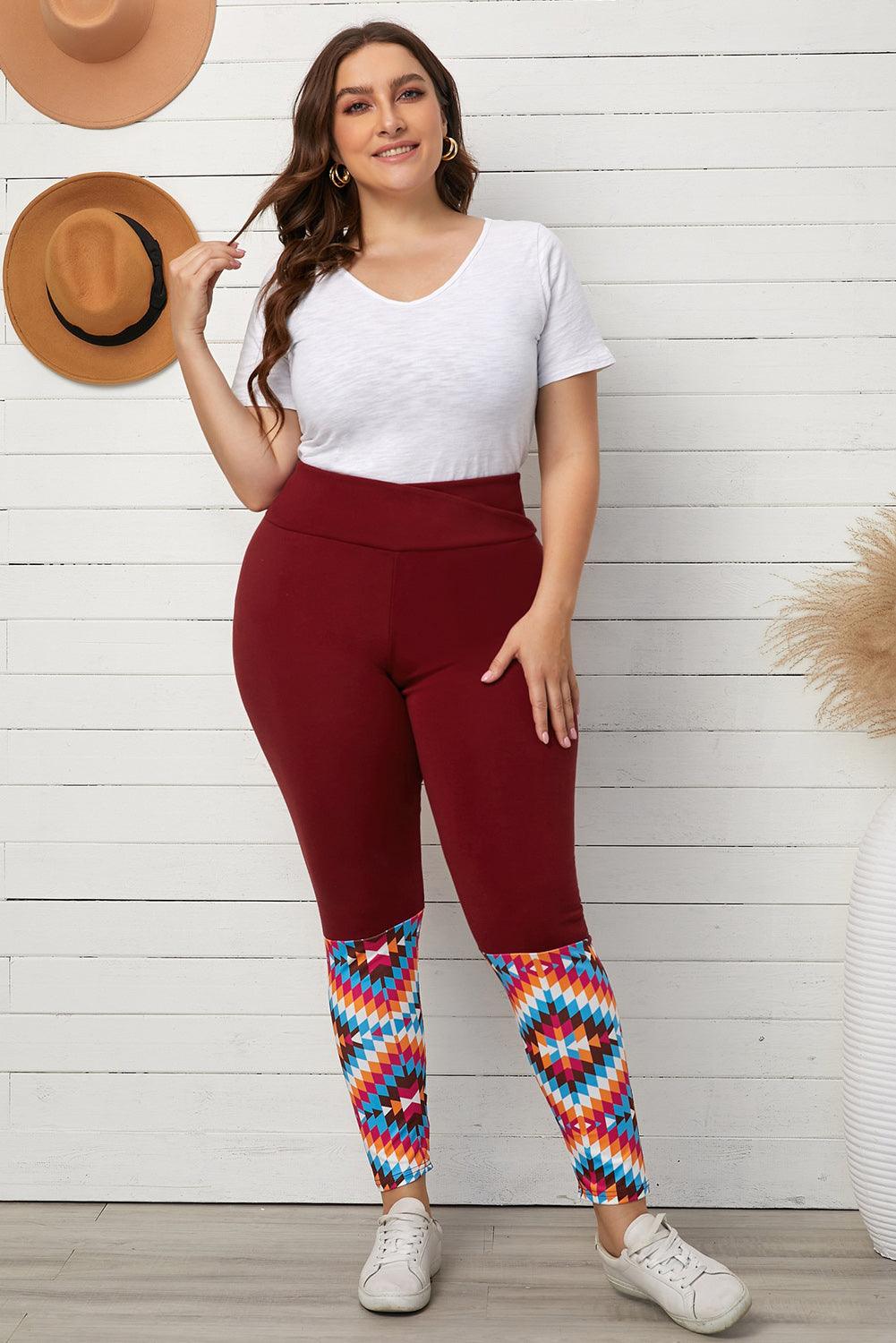 Plus Size Geometric Print High Waist Leggings Carauana Store