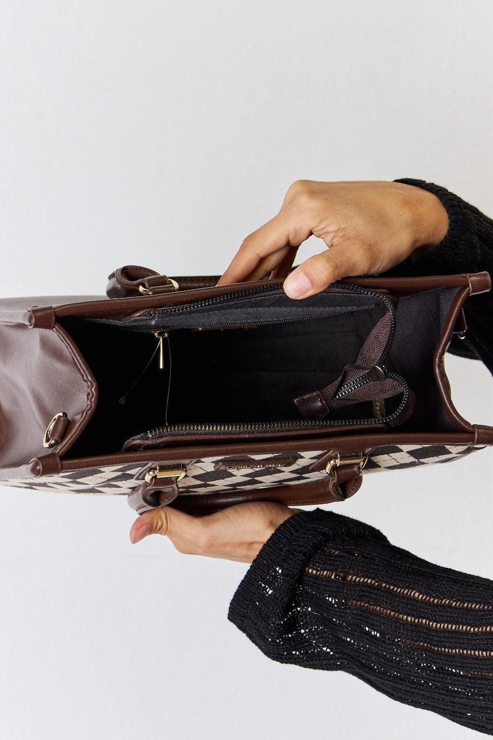 David Jones Argyle Pattern PU Leather Handbag Carauana Store