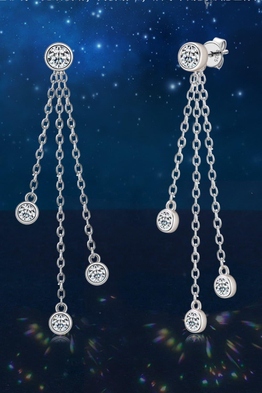 1.2 Carat Moissanite Layered Chain Earrings Carauana Store