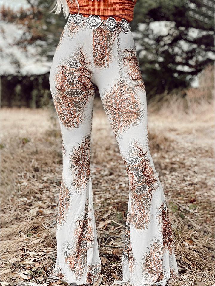 Printed Bodyline Flare Pants Carauana Store