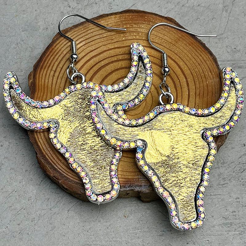 Rhinestone Bull Earrings Carauana Store