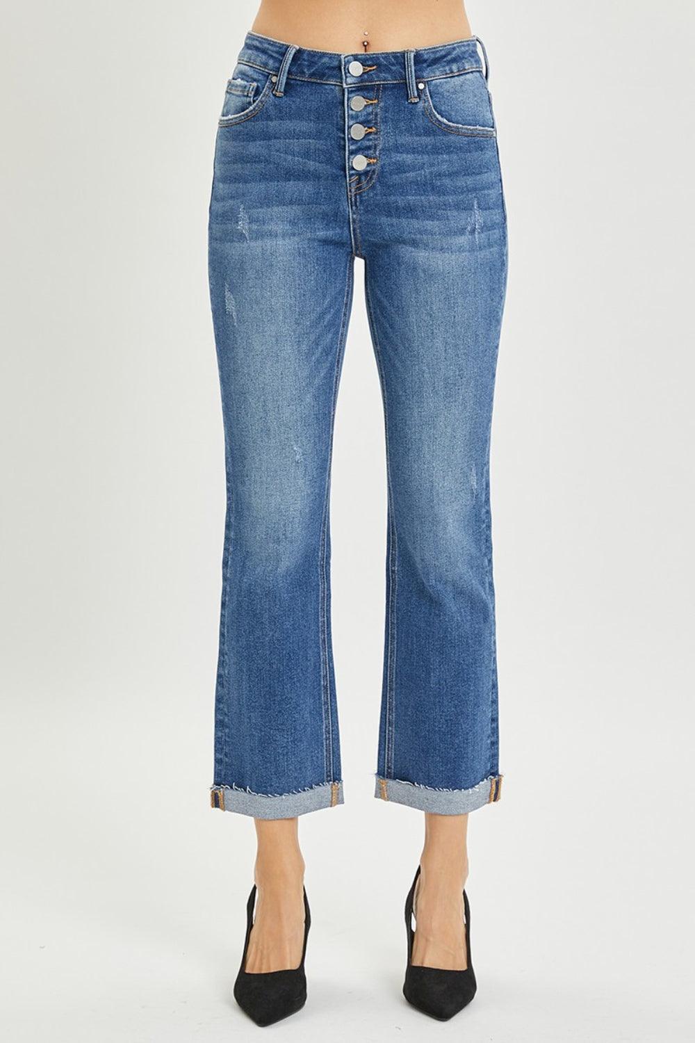 RISEN Full Size Button Fly Cropped Bootcut Jeans Carauana Store