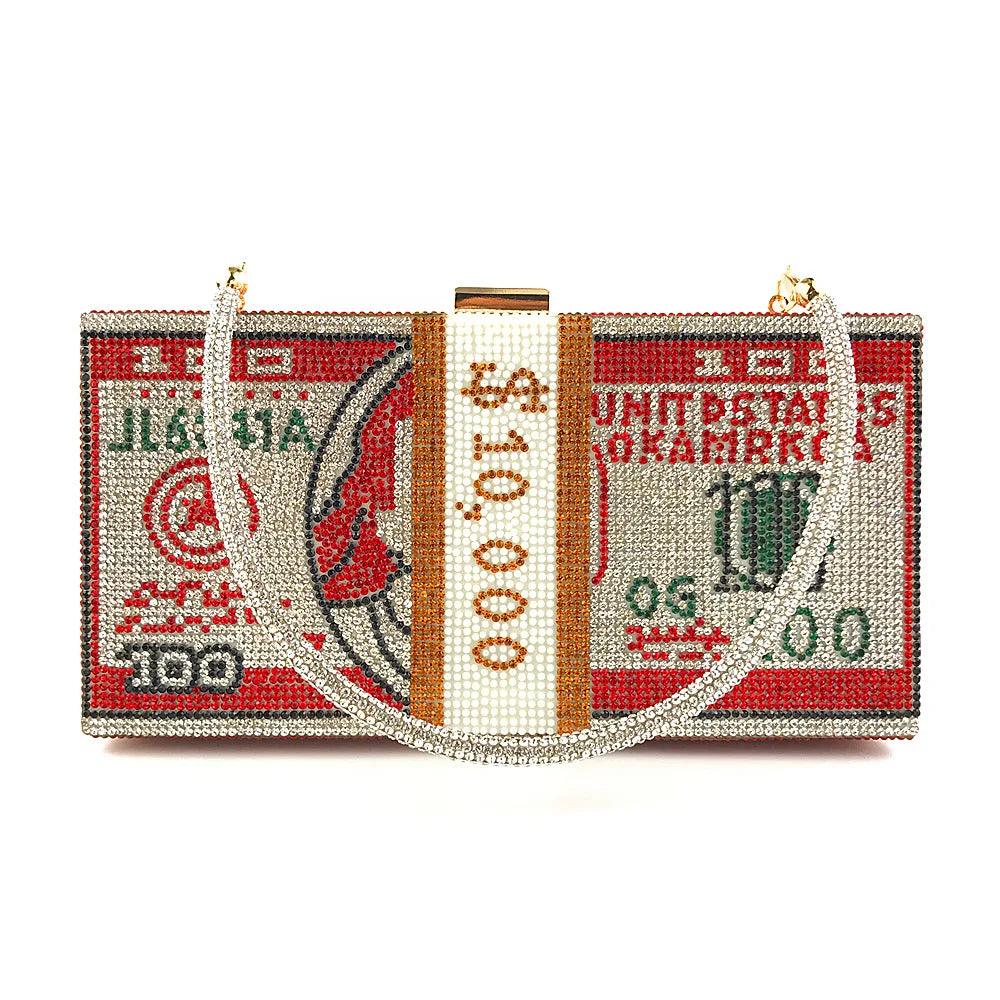 Carauana Dollar Diamond Crystal Wedding Clutch Bag | Designer Evening Purse | Luxury Chain Shoulder Bag Carauana Store