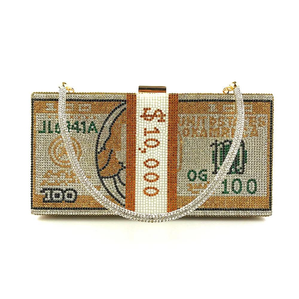 Carauana Dollar Diamond Crystal Wedding Clutch Bag | Designer Evening Purse | Luxury Chain Shoulder Bag Carauana Store