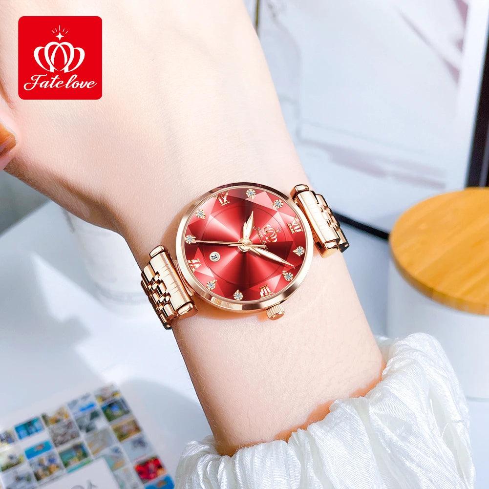 FATE LOVE Quartz Watch for Women Luxury Waterproof Stainless Steel Elegant Dress Ladies' Watch Set Top Brand Women Wristwatch Carauana Store