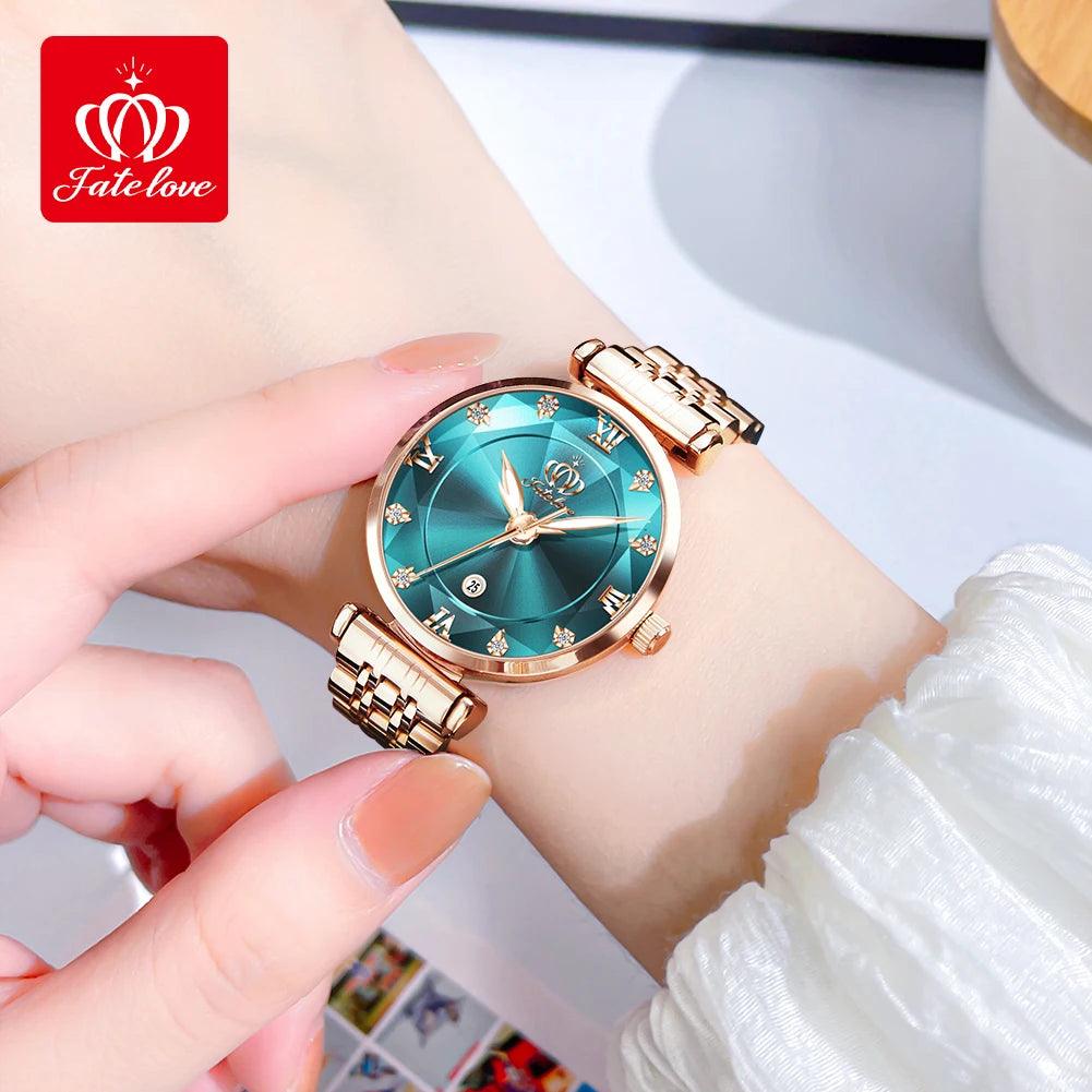 FATE LOVE Quartz Watch for Women Luxury Waterproof Stainless Steel Elegant Dress Ladies' Watch Set Top Brand Women Wristwatch Carauana Store