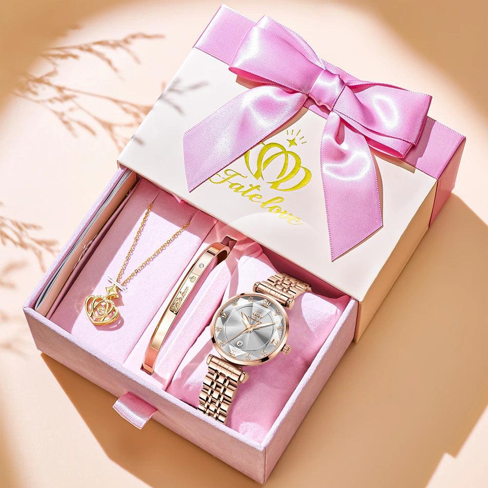 FATE LOVE Quartz Watch for Women Luxury Waterproof Stainless Steel Elegant Dress Ladies' Watch Set Top Brand Women Wristwatch Carauana Store