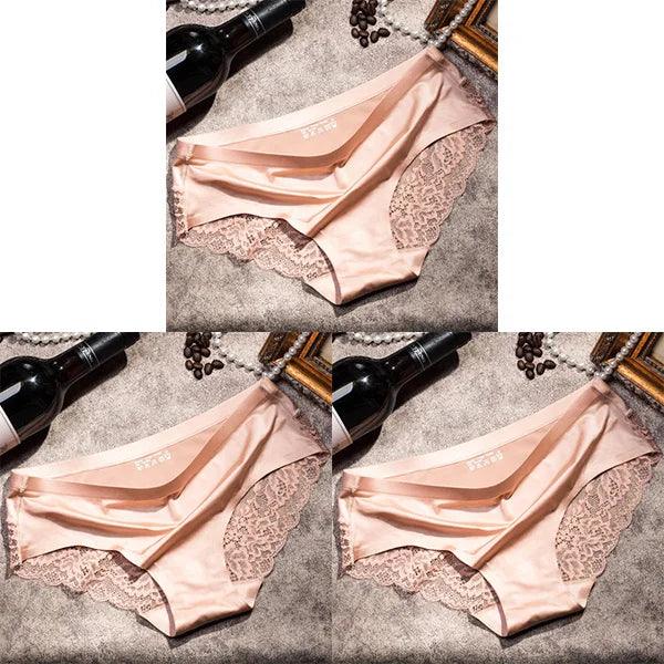 3Pcs Women's Lace Seamless Panties Set - Luxurious Mid-Rise Cotton Spandex Nylon Briefs | Carauana Carauana Store