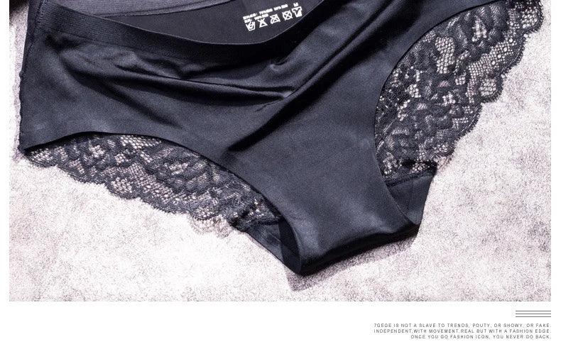 3Pcs Women's Lace Seamless Panties Set - Luxurious Mid-Rise Cotton Spandex Nylon Briefs | Carauana Carauana Store
