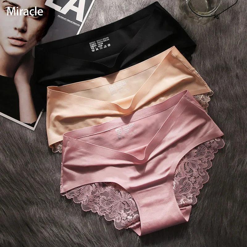 3Pcs Women's Lace Seamless Panties Set - Luxurious Mid-Rise Cotton Spandex Nylon Briefs | Carauana Carauana Store