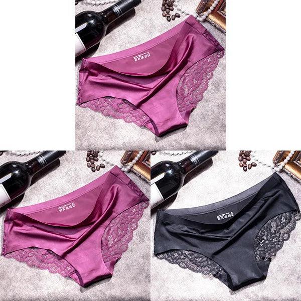 3Pcs Women's Lace Seamless Panties Set - Luxurious Mid-Rise Cotton Spandex Nylon Briefs | Carauana Carauana Store