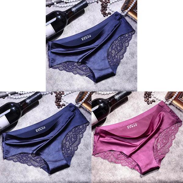 3Pcs Women's Lace Seamless Panties Set - Luxurious Mid-Rise Cotton Spandex Nylon Briefs | Carauana Carauana Store
