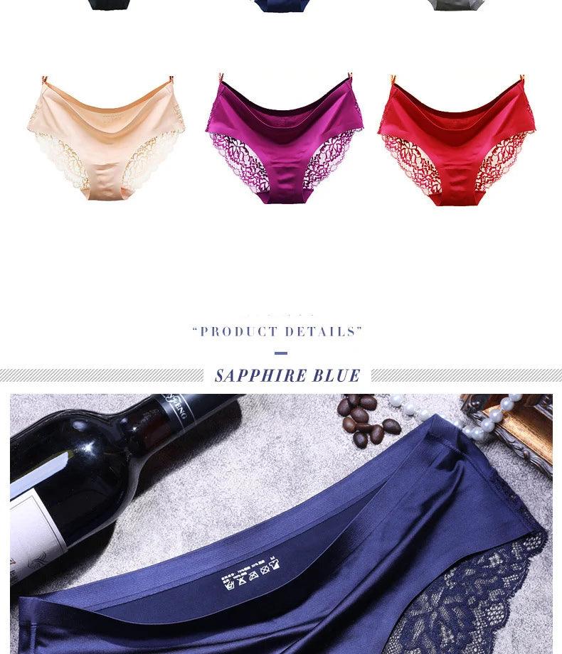 3Pcs Women's Lace Seamless Panties Set - Luxurious Mid-Rise Cotton Spandex Nylon Briefs | Carauana Carauana Store
