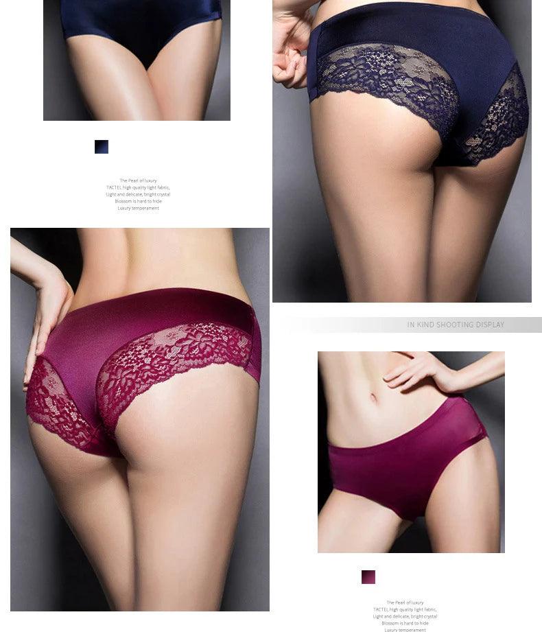 3Pcs Women's Lace Seamless Panties Set - Luxurious Mid-Rise Cotton Spandex Nylon Briefs | Carauana Carauana Store