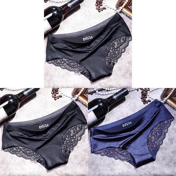 3Pcs Women's Lace Seamless Panties Set - Luxurious Mid-Rise Cotton Spandex Nylon Briefs | Carauana Carauana Store