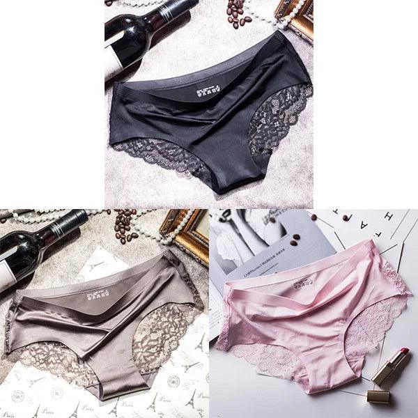 3Pcs Women's Lace Seamless Panties Set - Luxurious Mid-Rise Cotton Spandex Nylon Briefs | Carauana Carauana Store