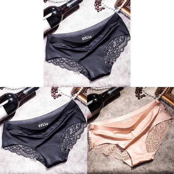 3Pcs Women's Lace Seamless Panties Set - Luxurious Mid-Rise Cotton Spandex Nylon Briefs | Carauana Carauana Store