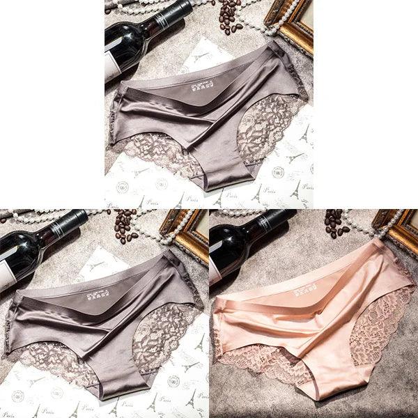 3Pcs Women's Lace Seamless Panties Set - Luxurious Mid-Rise Cotton Spandex Nylon Briefs | Carauana Carauana Store