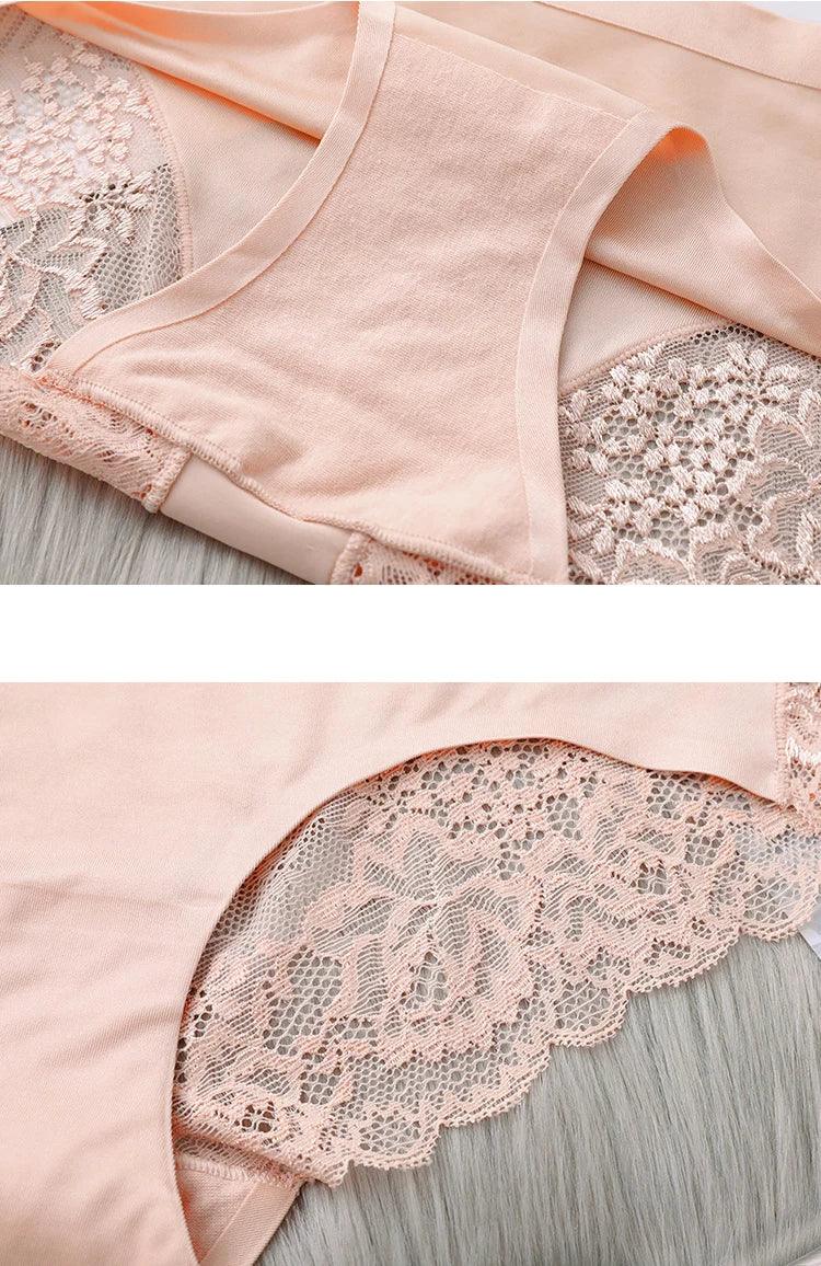 3Pcs Women's Lace Seamless Panties Set - Luxurious Mid-Rise Cotton Spandex Nylon Briefs | Carauana Carauana Store