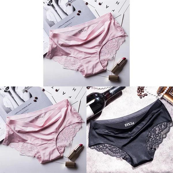 3Pcs Women's Lace Seamless Panties Set - Luxurious Mid-Rise Cotton Spandex Nylon Briefs | Carauana Carauana Store